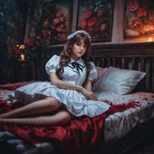 cinderella,girl in bed,the sleeping rose,the girl in nightie,sleeping rose,nightgown,syaoran,nightdress,orona,woman on bed,fairy tale character,fraulein,bed,kanako,the little girl's room,dorothy,snh,belle,vintage angel,japanese doll,Photography,General,Fantasy