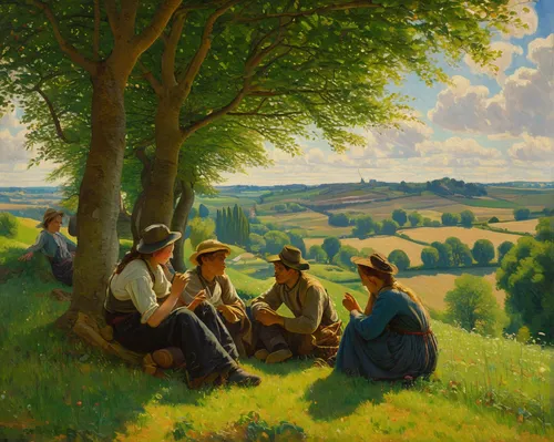 Fig. 11 -Jóvenes agricultores descansando en los campos cerca de Pontoise, Camille Pissarro, 1882. National Gallery of Art, Washington. Colección Sr.. y Sra.. Paul Mellon.,idyll,summer day,in the earl