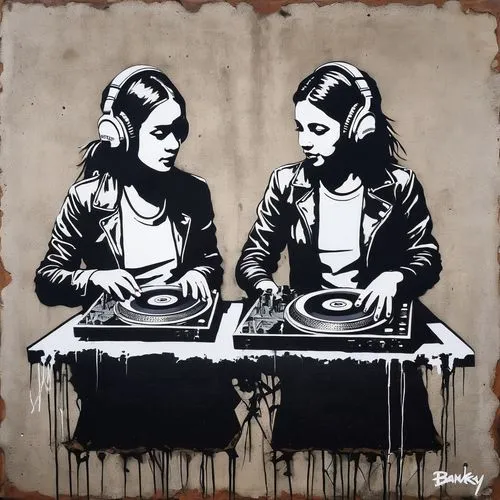 banksy,olsens,djs,rone,turntablist,stencil,Conceptual Art,Graffiti Art,Graffiti Art 12