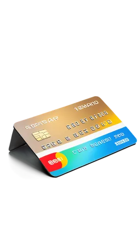 Credit card, various colors, metallic surface, embossed numbers, hologram sticker, chip embedded, magnetic stripe, rounded corners, glossy finish, solitary, centered composition, soft focus, warm ligh