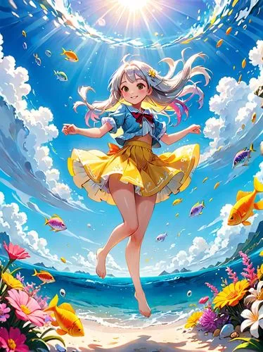 underwater background,ocean background,oceanica,tsumugi kotobuki k-on,ocean,sea ocean,Anime,Anime,Traditional