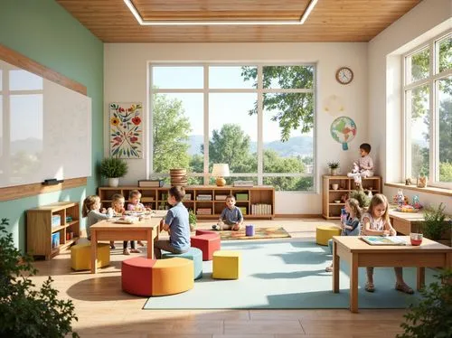 children's interior,kids room,children's room,prekindergarten,school design,nursery,kindergarten,children's bedroom,kidspace,nurseries,3d rendering,montessori,breakfast room,cohousing,nursery decoration,kindercare,schoolroom,kindergartens,sunroom,renderings