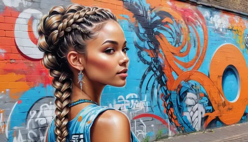 shoreditch,camberwell beauty,braids,braid,somali,graffiti art,twists,braided,street artist,cornrows,havana brown,updo,rasta braids,streetart,street art,urban street art,street artists,graffiti,notting hill,pony tails,Conceptual Art,Graffiti Art,Graffiti Art 07