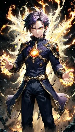 yukio,flame robin,wiz,cg artwork,fire background,magus,leo,phoenix,fire master,merlin,alibaba,fire artist,sigma,explosion,joshua,monsoon banner,flame spirit,male character,solomon's plume,celestial event,Anime,Anime,General