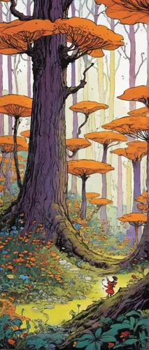 cartoon forest,autumn forest,beech trees,the trees in the fall,crooked forest,the forest,deciduous forest,the woods,fairy forest,mushroom landscape,old-growth forest,autumn trees,grove of trees,ash-maple trees,forest floor,trees in the fall,tree grove,forest,beech forest,fallen trees on the,Illustration,Children,Children 02