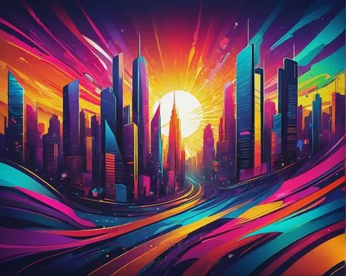 colorful city,colorful foil background,mobile video game vector background,futuristic landscape,colorful background,cityscape,background vector,world digital painting,gradient effect,dubai,city skyline,abstract background,vector graphic,colorful light,sunburst background,background colorful,hd wallpaper,80's design,rainbow pencil background,background abstract,Art,Artistic Painting,Artistic Painting 36