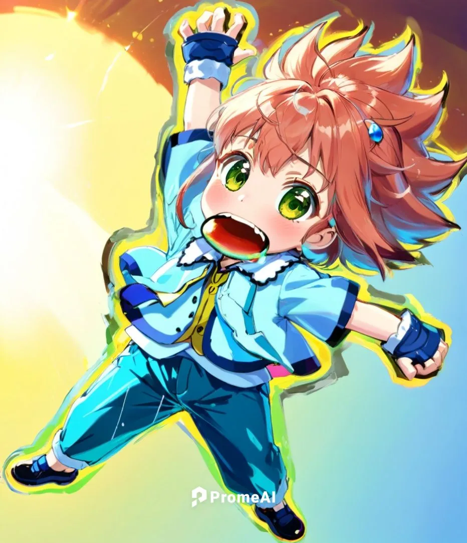 anime boy with red hair is flying through the air,ayumu,nosaka,tsunayoshi,natsu,siro,noboru,Anime,Anime,Traditional