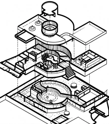 the illustration shows an architectural model and several areas,nordli,microenvironment,centrifuge,isometric,schematic,sketchup,Design Sketch,Design Sketch,Rough Outline