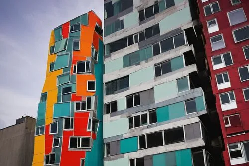 colorful facade,multifamily,apartment blocks,apartment block,apartment buildings,rigshospitalet,kimmelman,cube stilt houses,apartment building,mansard,colorful city,cubic house,tenements,color blocks,cladding,condos,lofts,multistorey,condominiums,block of flats,Photography,Documentary Photography,Documentary Photography 04