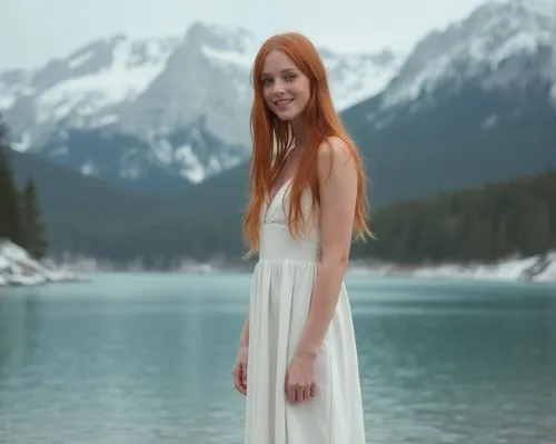 girl in a long dress,girl in white dress,white winter dress,girl on a white background,girl on the river,butina,Photography,General,Realistic