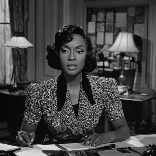 Angela Howard - She faced a big decision (mood: uncertain) - What choice will Angela make? (setting: office),sarah vaughan,ester williams-hollywood,hitch,african american woman,1940 women,sigourney we