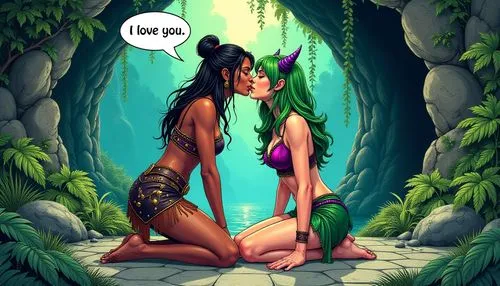 inara,fauns,elfquest,adam and eve,amazonians,dryads,background ivy,sapphic,dryad,tarzan,gaea,amazonas,loincloth,damxung,garden of eden,elvish,lesbia,themyscira,everquest,wahine