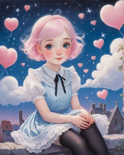 eloise,neopolitan,maeve,sky rose,eglantine,french valentine,romantic portrait,heart pink,french digital background,valentine background,puffy hearts,chibiusa,flying heart,liselotte,xiaolu,game illustration,romantic rose,romantic look,fantasy portrait,annie,Illustration,Black and White,Black and White 22