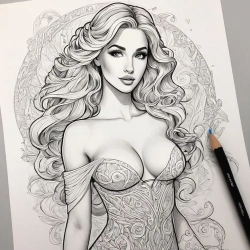 poison ivy,lineart,elsa,mermaid vectors,line art,jasmine blossom,filigree,moana,jasmine,mermaid,line-art,fantasy portrait,ariel,rapunzel,doily,angel line art,gold foil mermaid,aphrodite,fantasy woman,fashion illustration,Illustration,Black and White,Black and White 05