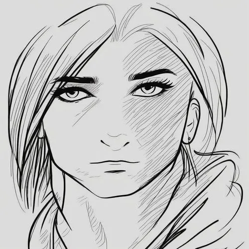 ymir,seregil,eyes line art,scowling,ashe,riven,Illustration,Black and White,Black and White 04