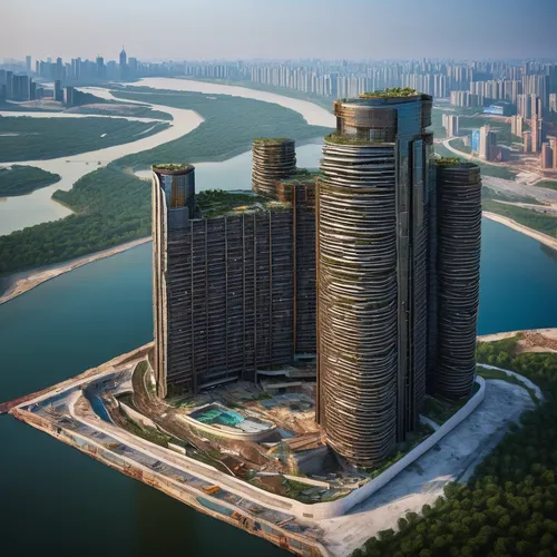 Construction is already underway on the Shimao Intercontinental Hotel in the Songjiang District of Shanghai - a five-star, 19-story, 380-room, luxury hotel built into an abandoned, part-flooded quarry