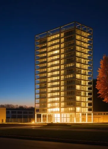 building is illuminated at night in a city,residential tower,oshawa,appartment building,ubc,mississauga,the energy tower,Photography,General,Realistic