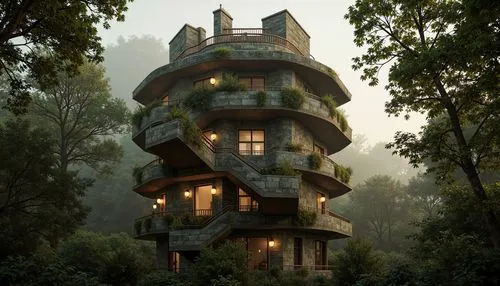 tree house hotel,tree house,treehouses,treehouse,house in the forest,forest house,cubic house,hanging houses,stilt house,timber house,animal tower,wooden house,house in the mountains,dreamhouse,house in mountains,inverted cottage,ecotopia,stilt houses,fairy chimney,bird house