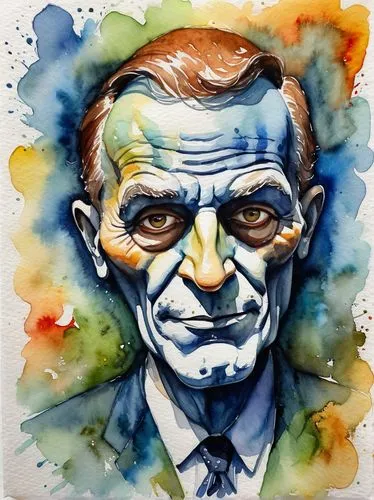 fantasma personagem de Lee Falk,chirac,scowcroft,prodi,paterno,chertoff,coolidge,watercolor sketch,kouchner,watercolor,ivankov,karloff,watercolor painting,watercolour,watercolourist,rubirosa,villeroy,