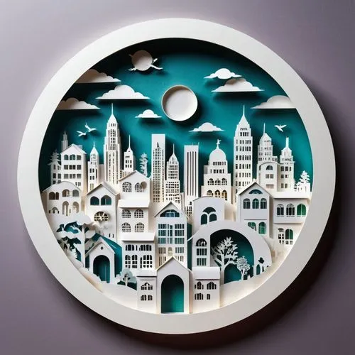 decorative plate,wall clock,gps icon,roundels,airbnb icon,circle shape frame,Unique,Paper Cuts,Paper Cuts 10