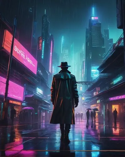 cyberpunk,bladerunner,shadowrun,neuromancer,cybercity,noir,cybertown,darkwing,cyberworld,dystopian,black city,futuristic,replicants,cyberpunks,cityscape,cyberscene,polara,neon lights,kinkade,sci fiction illustration,Art,Classical Oil Painting,Classical Oil Painting 04