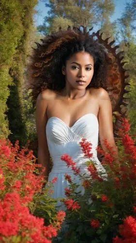 ethiopian girl,girl in flowers,miss kabylia 2017,secret garden of venus,flower fairy,african american woman