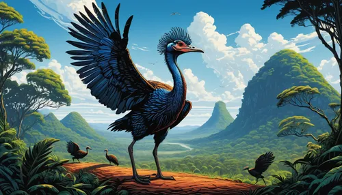 cassowary,black macaws sari,hornbill,troodon,eastern crowned crane,bird illustration,tropical bird climber,gray crowned crane,tropical bird,grey crowned crane,dodo,tucan,swainson tucan,platycercus,landfowl,ivory-billed woodpecker,tanzania,storks,bird kingdom,tropical birds,Illustration,Realistic Fantasy,Realistic Fantasy 25