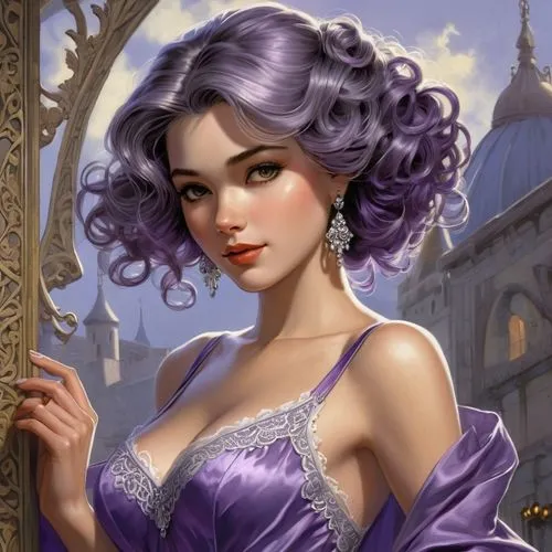 megara,violetta,la violetta,liliana,rapunzel,violeta,fantasy portrait,esmeralda,principessa,purple lilac,victorian lady,fantasy art,romantic portrait,veil purple,violette,vergara,anastasiadis,contessa,violaceous,gothel,Illustration,American Style,American Style 13