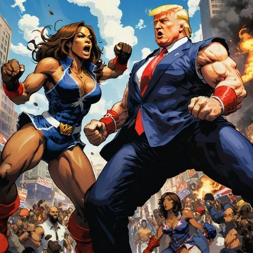 maga,presidios,trumps,superamerica,wonder woman city,pow,Illustration,American Style,American Style 06