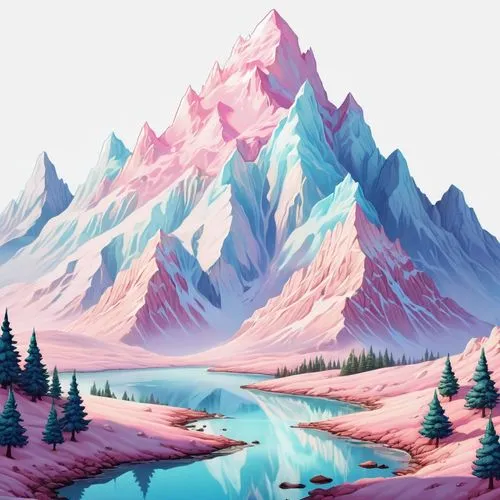 snow mountains,mountains,snowy peaks,ice landscape,mountain range,moraine,Illustration,Abstract Fantasy,Abstract Fantasy 11