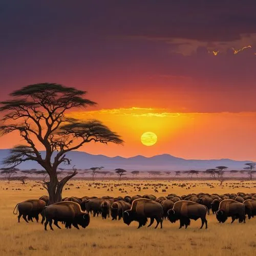 serengeti,gnus,zambezian,afrique,africa,barmasai,Illustration,Realistic Fantasy,Realistic Fantasy 04