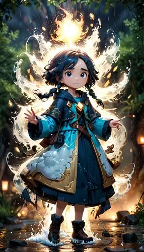 little girl in wind,monsoon banner,mystical portrait of a girl,nori,water-the sword lily,hanbok,child fairy,summoner,fairy peacock,ori-pei,wuchang,yi sun sin,goki,fairy tale character,fantasia,cg artwork,background images,rusalka,japanese sakura background,mukimono,Anime,Anime,Cartoon