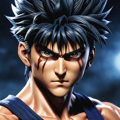 Hiei (YuYu Hakusho) as a Mortal Kombatant (close up),kenshiro,ippo,toriko,kazuya,sanada,ryu,hakusho,sakuragi,raoh,nanto,eyeshield,katsuyori,goemon,kurumada,basara,samguk,joestar,hiei,sanshiro,recca,Ph