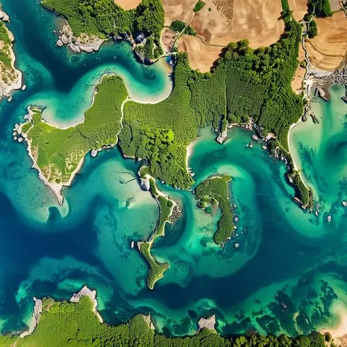 artificial islands,river delta,acid lake,danube delta,relief map,planet earth view,atoll from above,danubedelta,vlei,continent,polynesia,archipelago,supercontinent,phytoplankton,teal blue asia,bajau,floating islands,archipelagos,smallworld,continents