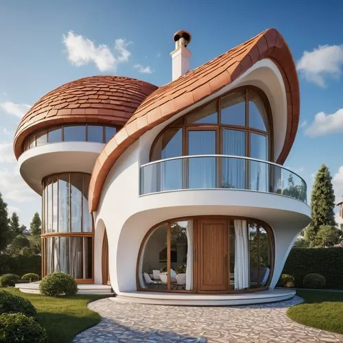 3d rendering,danish house,dreamhouse,cubic house,house shape,roof domes,smart house,large home,futuristic architecture,earthship,beautiful home,frame house,modern architecture,arhitecture,wooden house,luxury property,architectural style,mcmansion,render,round house,Photography,General,Realistic