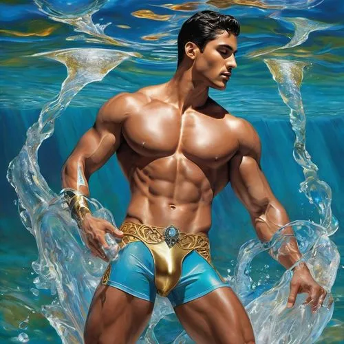 aqualad,namor,atlantean,ammerman,merman,god of the sea,Art,Classical Oil Painting,Classical Oil Painting 01