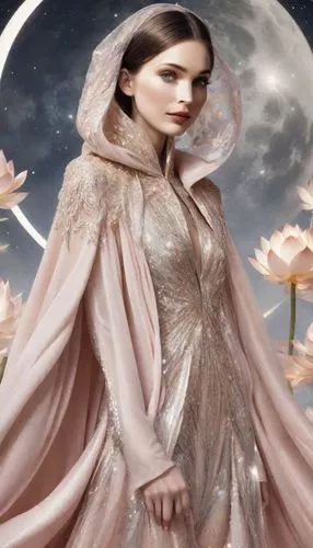 a woman is wearing a pink dress and a veil,siriano,the angel with the veronica veil,rodarte,suit of the snow maiden,moon phase,fairy queen,blumarine,jaquet,fausch,dior,tahiliani,baroque angel,moonston