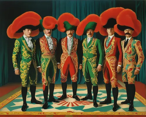 suit of spades,overtone empire,bellboy,traffic cones,clergy,khokhloma painting,cd cover,circus,candlesticks,orange robes,high-visibility clothing,carolers,folk costumes,grooms,ballet don quijote,gentleman icons,order of precedence,vaudeville,seven citizens of the country,ringmaster,Art,Artistic Painting,Artistic Painting 06