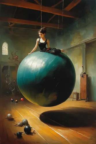 exercise ball,the ball,girl with a wheel,bowler,equilibrist,handpan,medicine ball,artistic roller skating,bowling ball,woman laying down,ball (rhythmic gymnastics),equilibrium,woman playing,billiard ball,woman eating apple,swiss ball,kristbaum ball,gas balloon,cycle ball,boccia,Illustration,Realistic Fantasy,Realistic Fantasy 16