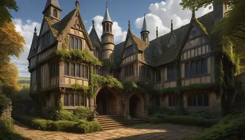 maplecroft,riftwar,nargothrond,witch's house,fairy tale castle,knight village,hogwarts,diagon,dandelion hall,briarcliff,gables,ludgrove,rivendell,agecroft,sylvania,highstein,marycrest,flitwick,townhouses,ravenstone,Illustration,Realistic Fantasy,Realistic Fantasy 03