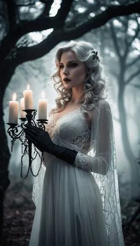 dead bride,havisham,white rose snow queen,peignoir,bewitching,candelight,jessamine,invoking,gothic woman,ghostley,isoline,hecate,delain,behenna,gaslight,magick,fantasy picture,persephone,witching,unseelie,Photography,Black and white photography,Black and White Photography 08