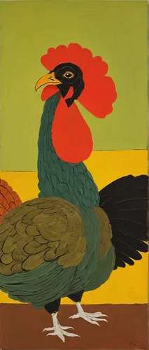 portrait of a hen,vintage rooster,phoenix rooster,bird painting,landfowl,st martin's day goose,summer plumage,wool head vulture,guinea fowl,peafowl,old world oriole,spring bird,red beak,king parrot,an ornamental bird,peacock,brahminy duck,rooster,olle gill,braque francais,Art,Artistic Painting,Artistic Painting 09