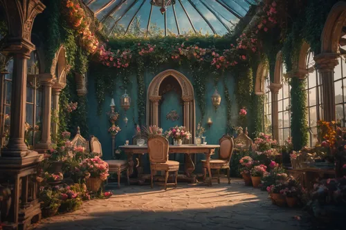 flower booth,dandelion hall,ornate room,flower shop,violet evergarden,tearoom,the little girl's room,floral corner,victorian,florist,flower arranging,hall of the fallen,fairy tale castle,conservatory,a fairy tale,fairy tale,florists,sanctuary,witch's house,florist gayfeather,Photography,General,Fantasy