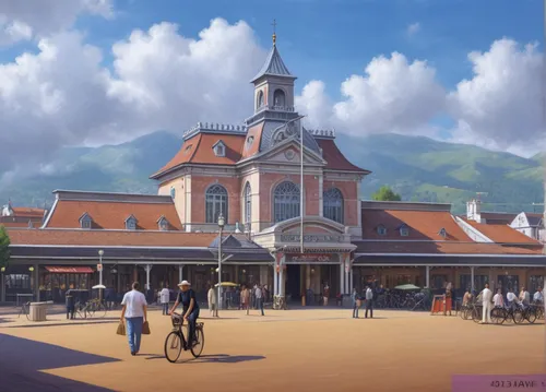 french train station,market place,railroad station,darjeeling,violet evergarden,train station,the train station,covered market,oktoberfest background,spa town,unterer marktplatz,market square,euphoniu