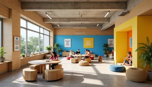 school design,children's interior,cafeteria,modern office,daylighting,lunchroom,classrooms,collaboratory,study room,staffroom,offices,creative office,prekindergarten,school benches,canteen,athens art school,classroom,lunchrooms,class room,montessori