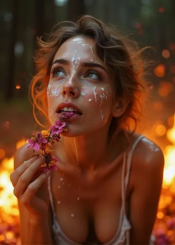 girl in flowers,beautiful girl with flowers,falling flowers,kupala,flowers fall,fallen petals,Photography,General,Realistic