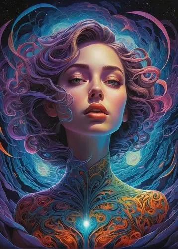 andromeda,fantasy art,mystical portrait of a girl,dmt,psytrance,fantasy portrait,Illustration,Children,Children 03