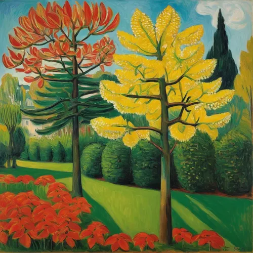 autumn landscape,autumn trees,palma trees,fall landscape,vegetables landscape,khokhloma painting,rural landscape,arboretum,forest landscape,deciduous trees,tulpenbaum,leaves in the autumn,ash-maple trees,landscape,row of trees,fruit fields,flourishing tree,deciduous tree,braque du bourbonnais,farm landscape,Art,Artistic Painting,Artistic Painting 05