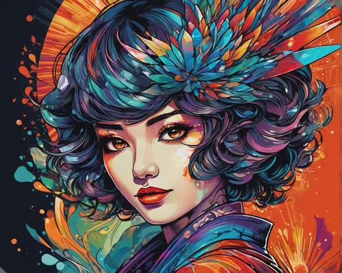 amano,geisha,transistor,flora,fantasy portrait,fairy peacock,digital illustration,mandarin sundae,boho art,phoenix rooster,koi,mina bird,peacocks carnation,artemisia,color feathers,garuda,hedwig,digital painting,bjork,digital art,Conceptual Art,Fantasy,Fantasy 20