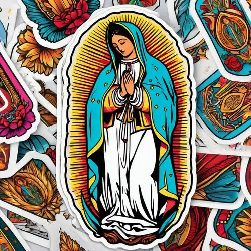 the prophet mary,to our lady,mary 1,hand of fatima,queretaro,mexican calendar,fatima,mexico city,icon magnifying,rosary,medicine icon,holy maria,pregnant woman icon,corpus christi,tijuana,woman praying,catholicism,muerte,praying woman,sacred art,Unique,Design,Sticker